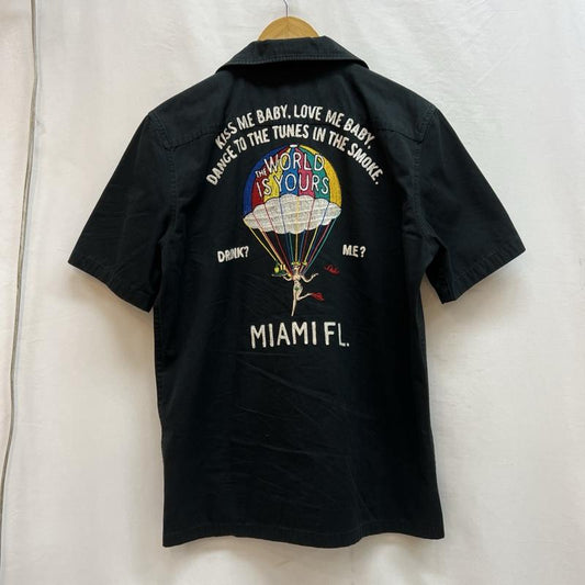 ワコマリア WACKO MARIA シャツ、ブラウス 半袖 刺繍 ワッペン ワークシャツ ミリタリー L 黒 / ブラック / black メンズ USED 古着 中古 50138986