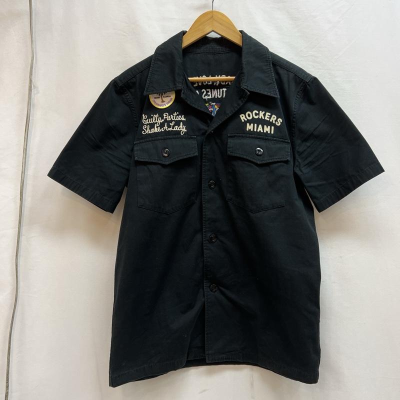 ワコマリア WACKO MARIA シャツ、ブラウス 半袖 刺繍 ワッペン ワークシャツ ミリタリー L 黒 / ブラック / black メンズ USED 古着 中古 50138986