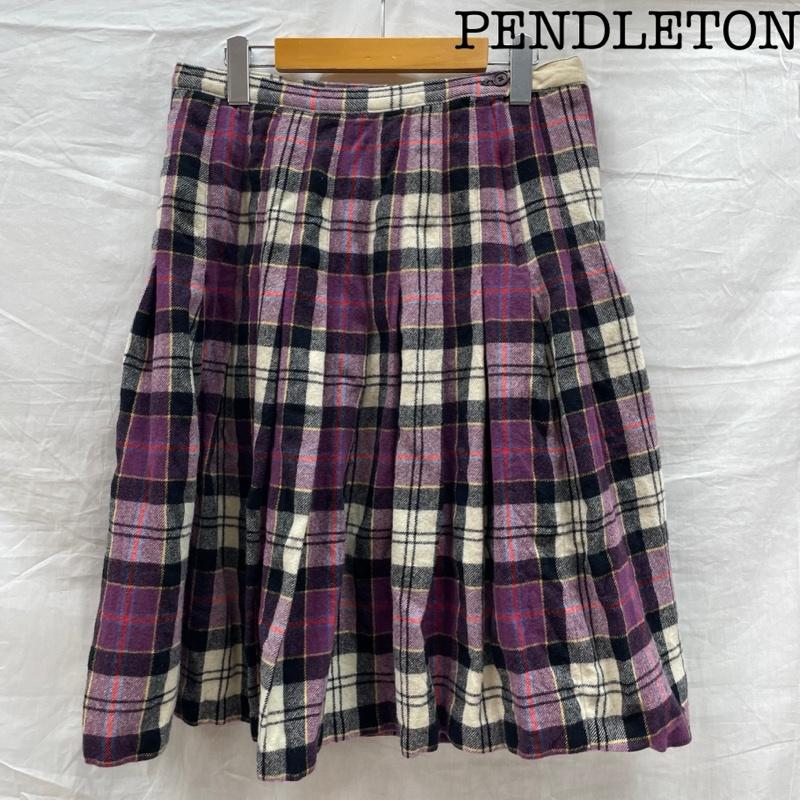 ペンドルトン PENDLETON スカート ひざ丈スカート ペンドルトン 70S USA製 チェック柄 ウール プリーツ スカート パープル 紫 ヴィンテージ M 紫 / パープル / purple レディース USED 古着 中古 50139011
