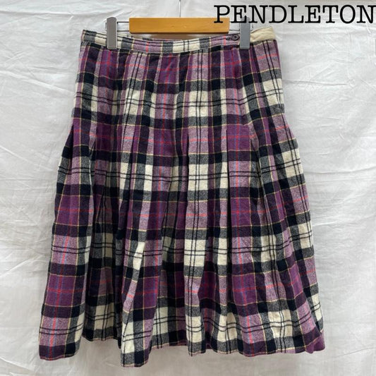 ペンドルトン PENDLETON スカート ひざ丈スカート ペンドルトン 70S USA製 チェック柄 ウール プリーツ スカート パープル 紫 ヴィンテージ M 紫 / パープル / purple レディース USED 古着 中古 50139011
