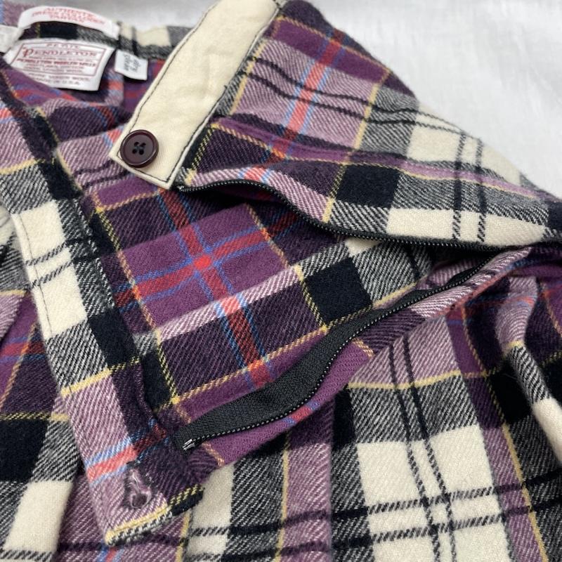 ペンドルトン PENDLETON スカート ひざ丈スカート ペンドルトン 70S USA製 チェック柄 ウール プリーツ スカート パープル 紫 ヴィンテージ M 紫 / パープル / purple レディース USED 古着 中古 50139011