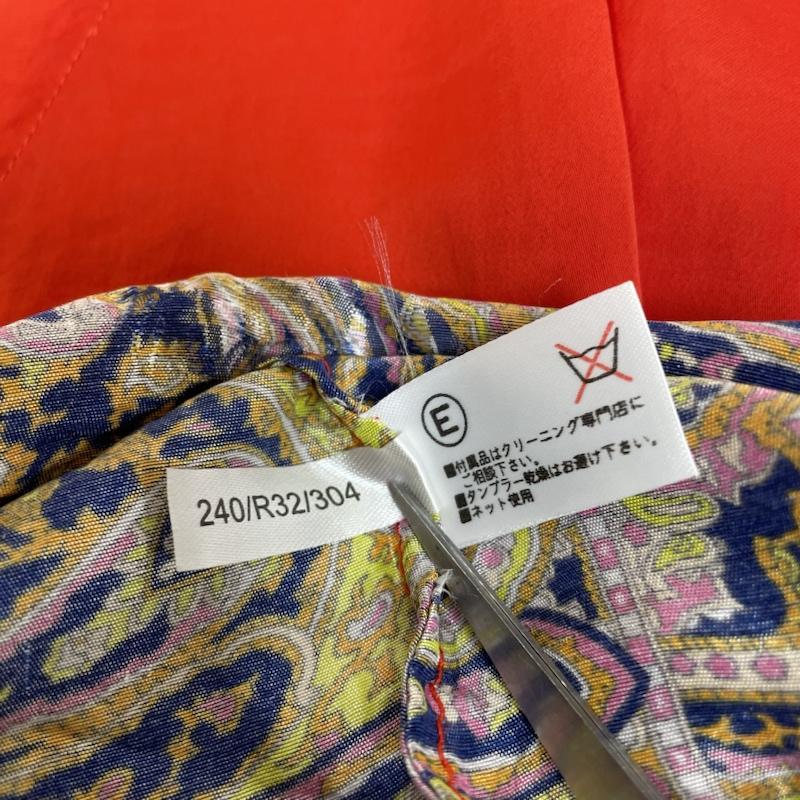 カルヴェン CARVEN ワンピース ひざ丈スカート 裾ペイズリー柄 シルク混 ポリエステル ノースリーブ ワンピース Ｖネック リボン ウエスト紐 チュニック フレア 36 無地 X 総柄 X ペイズリー 赤 / レッド / red X マルチカラー / マルチカラー / multicolor レディース USED 古着 中古 50139041