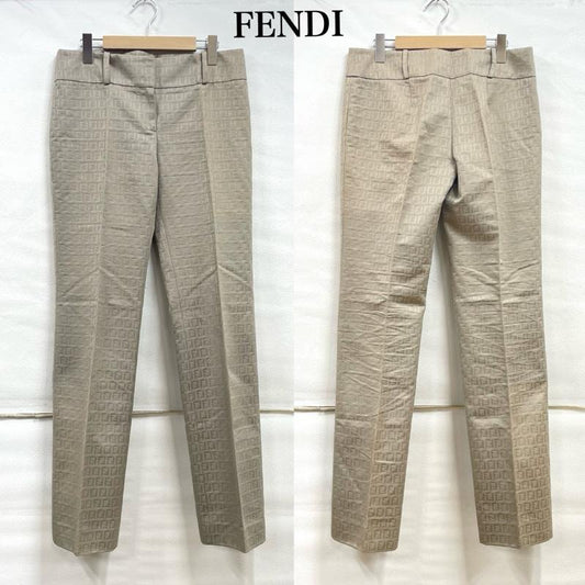 フェンディ FENDI パンツ スラックス ズッカ柄 イタリア製 ストレート ジップフライ パンツ 44 総柄 X ロゴ、文字 レディース USED 古着 中古 50139046