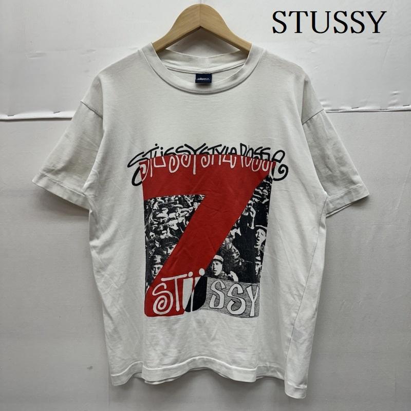 ステューシー STUSSY Tシャツ 半袖 USA製 90s 紺タグ 7周年 復刻 プリント Tシャツ シングルステッチ M 白 / ホワイト / white メンズ USED 古着 中古 50139081
