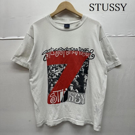 ステューシー STUSSY Tシャツ 半袖 USA製 90s 紺タグ 7周年 復刻 プリント Tシャツ シングルステッチ M 白 / ホワイト / white メンズ USED 古着 中古 50139081