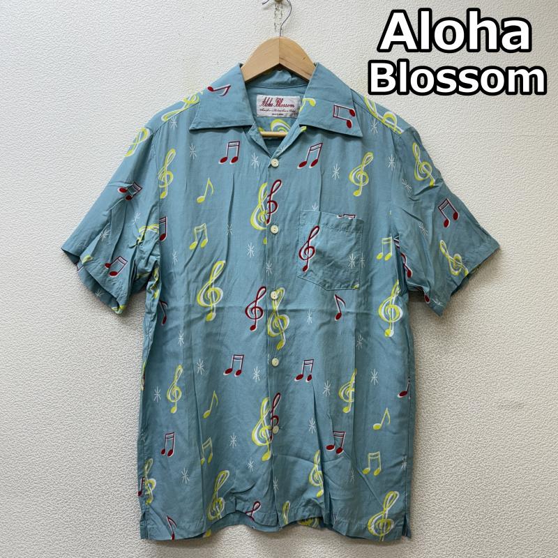 古着 USED シャツ、ブラウス 半袖 Aloha Blossam アロハ ブロッサム 日本製 SOUNDS GOOD SAX 音符柄 レーヨン 半袖 ハワイアン シャツ 40 メンズ USED 古着 中古 50139122