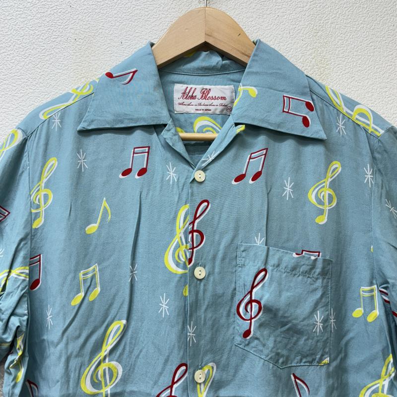 古着 USED シャツ、ブラウス 半袖 Aloha Blossam アロハ ブロッサム 日本製 SOUNDS GOOD SAX 音符柄 レーヨン 半袖 ハワイアン シャツ 40 メンズ USED 古着 中古 50139122