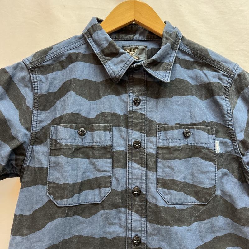 チャレンジャー CHALLENGER シャツ、ブラウス 半袖 ボーダー ワークシャツ ゼブラ タイガー M 紺 / ネイビー / navy メンズ USED 古着 中古 50139131