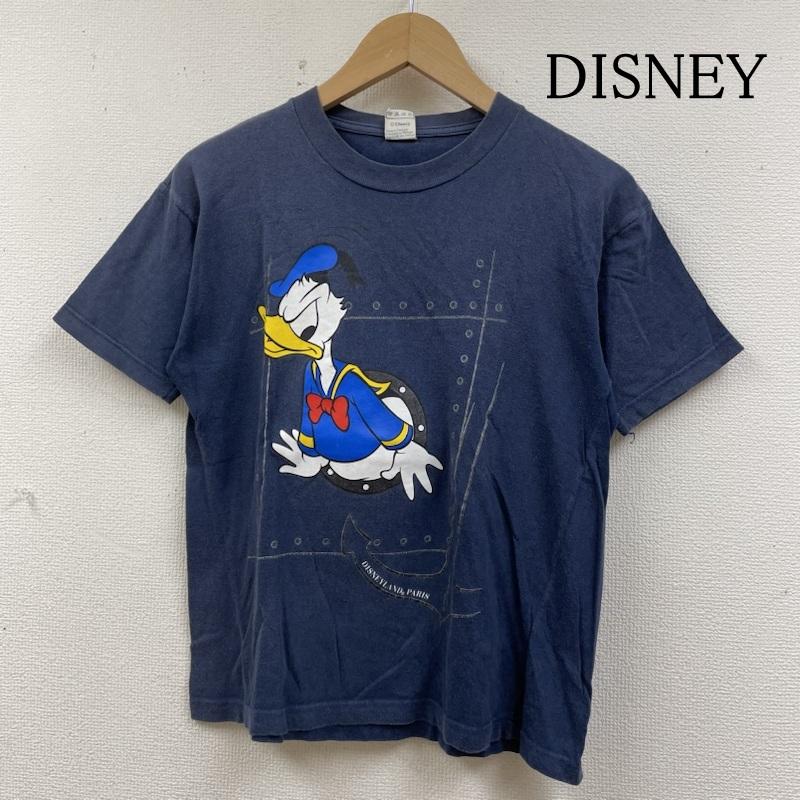 古着 USED Tシャツ 半袖 90s EURO DISNEY ディズニー 半袖 Tシャツ ドナルドダック プリント サイズ12/14 - ロゴ、文字 X キャラクター X プリント 紺 / ネイビー / navy メンズ USED 古着 中古 50139262