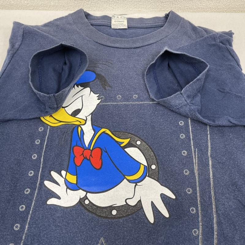古着 USED Tシャツ 半袖 90s EURO DISNEY ディズニー 半袖 Tシャツ ドナルドダック プリント サイズ12/14 - ロゴ、文字 X キャラクター X プリント 紺 / ネイビー / navy メンズ USED 古着 中古 50139262