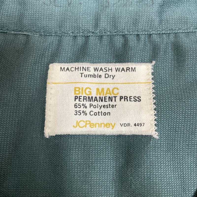 ビックマック BIGMAC シャツ、ブラウス 長袖 70s J.C.Penney 長袖 ワークシャツ Shirt ロングスリーブ 胸ポケット ボタン L 無地 緑 / グリーン / green メンズ USED 古着 中古 50139284
