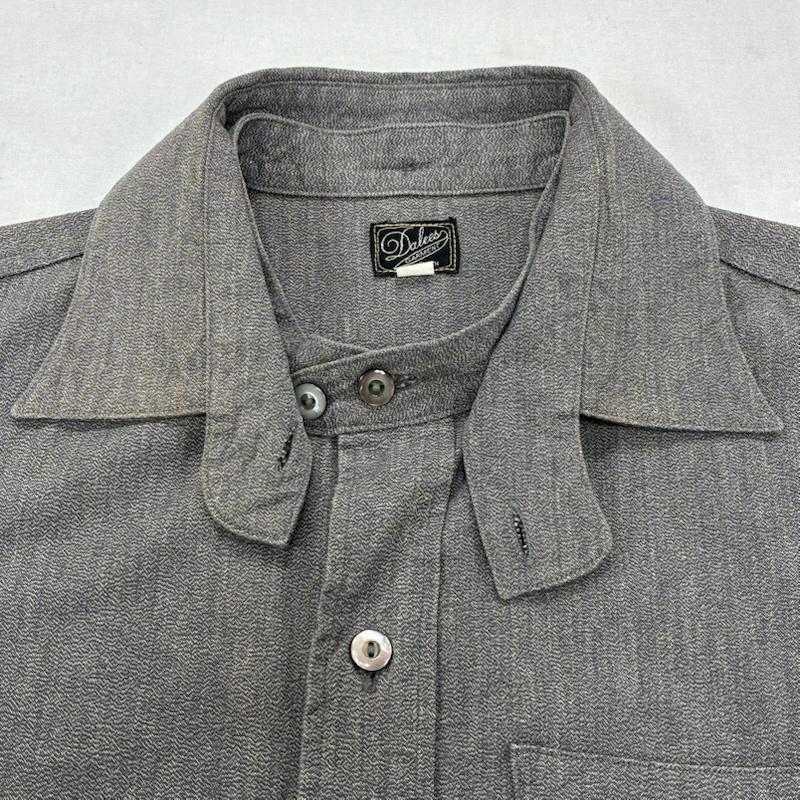 ダリーズ DALEES シャツ、ブラウス 長袖 DELUXEWARE 30s Calico shirt キャラコ シャツ 2WAY コットン リネン 15.5 M - 無地 チャコールグレー / チャコールグレー / メンズ USED 古着 中古 50139335