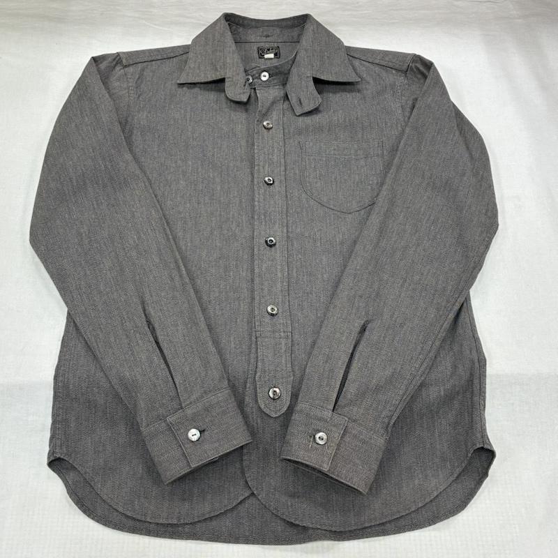 ダリーズ DALEES シャツ、ブラウス 長袖 DELUXEWARE 30s Calico shirt キャラコ シャツ 2WAY コットン リネン 15.5 M - 無地 チャコールグレー / チャコールグレー / メンズ USED 古着 中古 50139335