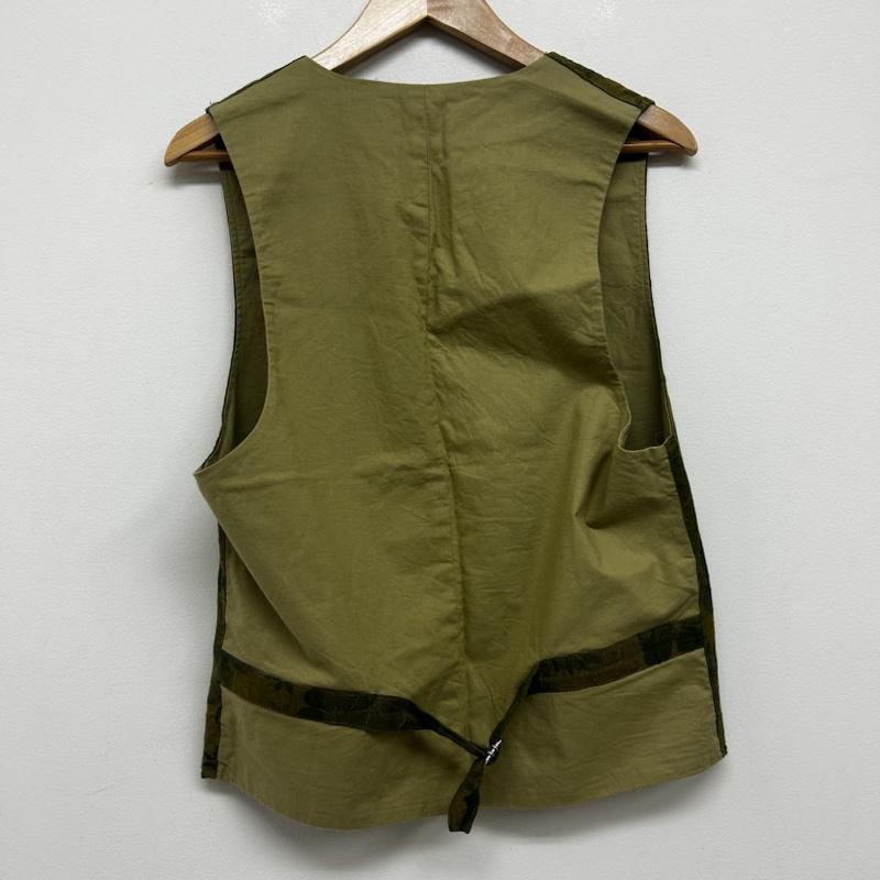 インフルエンス Influence ベスト ベスト Influence リネン フラワー 花柄 ハイビスカス 切替 ベスト ジレ M 花柄 カーキ / カーキ / khaki メンズ USED 古着 中古 50139358
