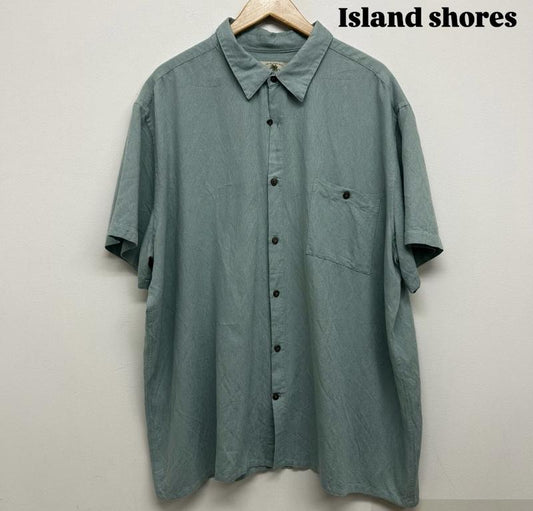 古着 USED シャツ、ブラウス 半袖 Island Shores 半袖シャツ レーヨンシャツ XXL 無地 水色 / ライトブルー / メンズ USED 古着 中古 50139362