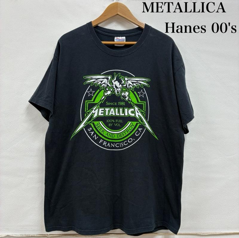 ヘインズ HANES Tシャツ 半袖 METALLICA メタリカ SEEK AND DESTROY オールド 00 s バンド ロック メタル Tシャツ LL ロゴ、文字 X プリント 黒 / ブラック / black メンズ USED 古着 中古 50139428