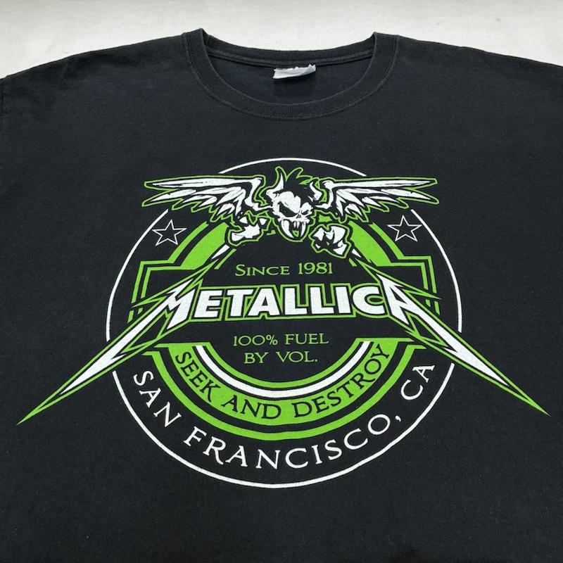 ヘインズ HANES Tシャツ 半袖 METALLICA メタリカ SEEK AND DESTROY オールド 00 s バンド ロック メタル Tシャツ LL ロゴ、文字 X プリント 黒 / ブラック / black メンズ USED 古着 中古 50139428