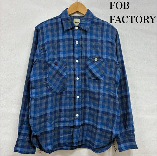 エフオービーファクトリー FOB FACTORY シャツ、ブラウス 長袖 F3356 ガチャポケ フランネル チェック ワーク シャツ マチ付き 2 チェック 黒 / ブラック / black メンズ USED 古着 中古 50139436