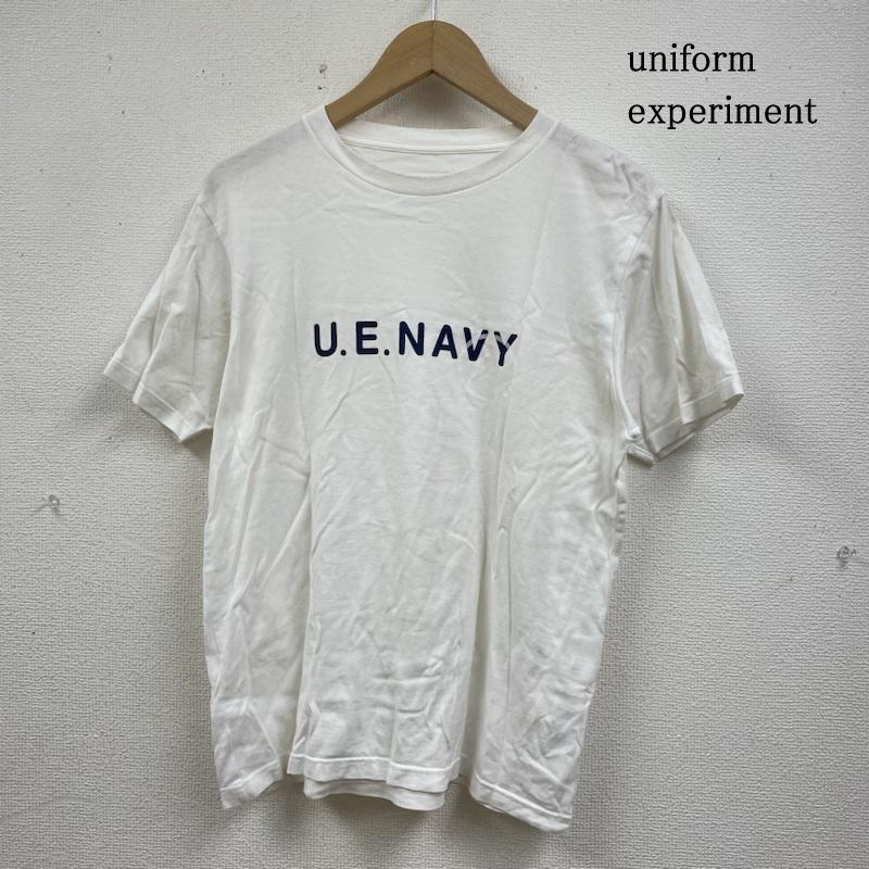 ユニフォームエクスペリメント uniform experiment Tシャツ 半袖 半袖 Tシャツ Shirt U.E.NAVY ロゴ プリント クルーネック シャツ カットソー UE-100087 1 ロゴ、文字 X プリント 白 / ホワイト / white メンズ USED 古着 中古 50139445