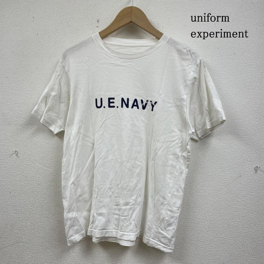 ユニフォームエクスペリメント uniform experiment Tシャツ 半袖 半袖 Tシャツ Shirt U.E.NAVY ロゴ プリント クルーネック シャツ カットソー UE-100087 1 ロゴ、文字 X プリント 白 / ホワイト / white メンズ USED 古着 中古 50139445