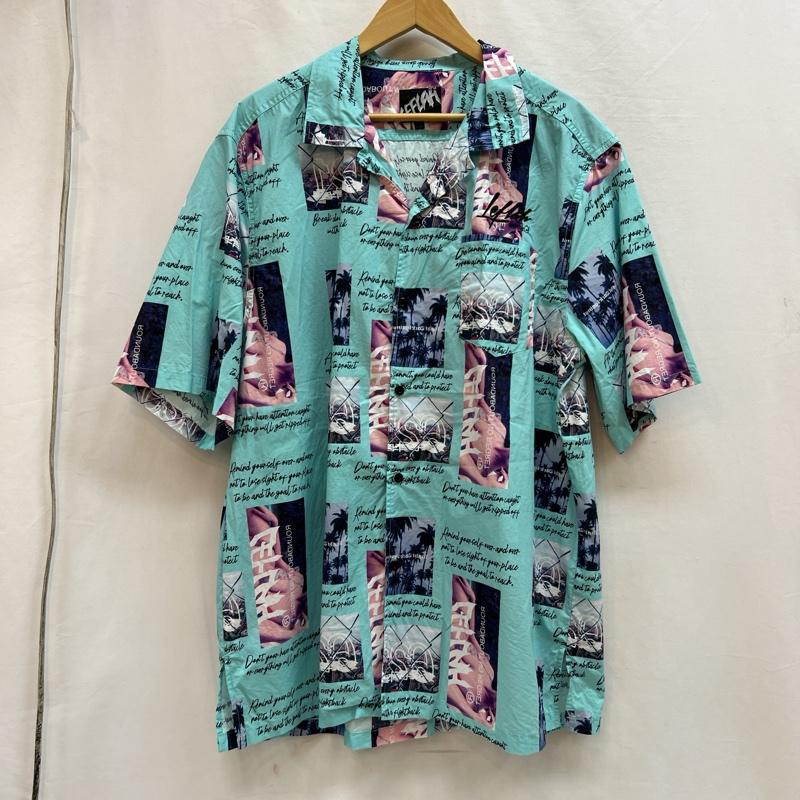 レフラー LEFLAH シャツ、ブラウス 半袖 ロゴ刺繡 アロハシャツ 開襟 XXL 緑 / グリーン / green メンズ USED 古着 中古 50139472