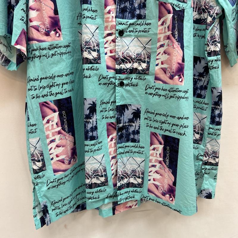 レフラー LEFLAH シャツ、ブラウス 半袖 ロゴ刺繡 アロハシャツ 開襟 XXL 緑 / グリーン / green メンズ USED 古着 中古 50139472