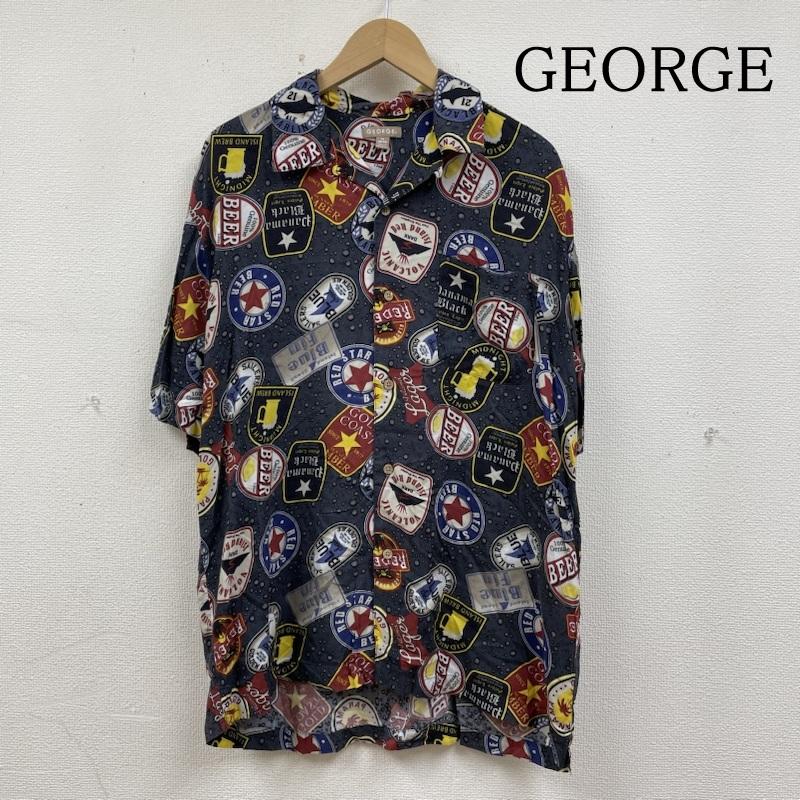 古着 USED シャツ、ブラウス 半袖 GEORGE 総柄 アロハ シャツ ビール柄 半袖 レーヨン ハワイアン オープンカラー 開襟 M 総柄 X プリント マルチカラー / マルチカラー / multicolor メンズ USED 古着 中古 50139508