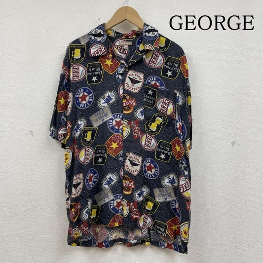 古着 USED シャツ、ブラウス 半袖 GEORGE 総柄 アロハ シャツ ビール柄 半袖 レーヨン ハワイアン オープンカラー 開襟 M 総柄 X プリント マルチカラー / マルチカラー / multicolor メンズ USED 古着 中古 50139508