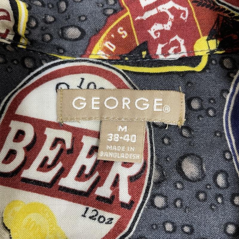 古着 USED シャツ、ブラウス 半袖 GEORGE 総柄 アロハ シャツ ビール柄 半袖 レーヨン ハワイアン オープンカラー 開襟 M 総柄 X プリント マルチカラー / マルチカラー / multicolor メンズ USED 古着 中古 50139508