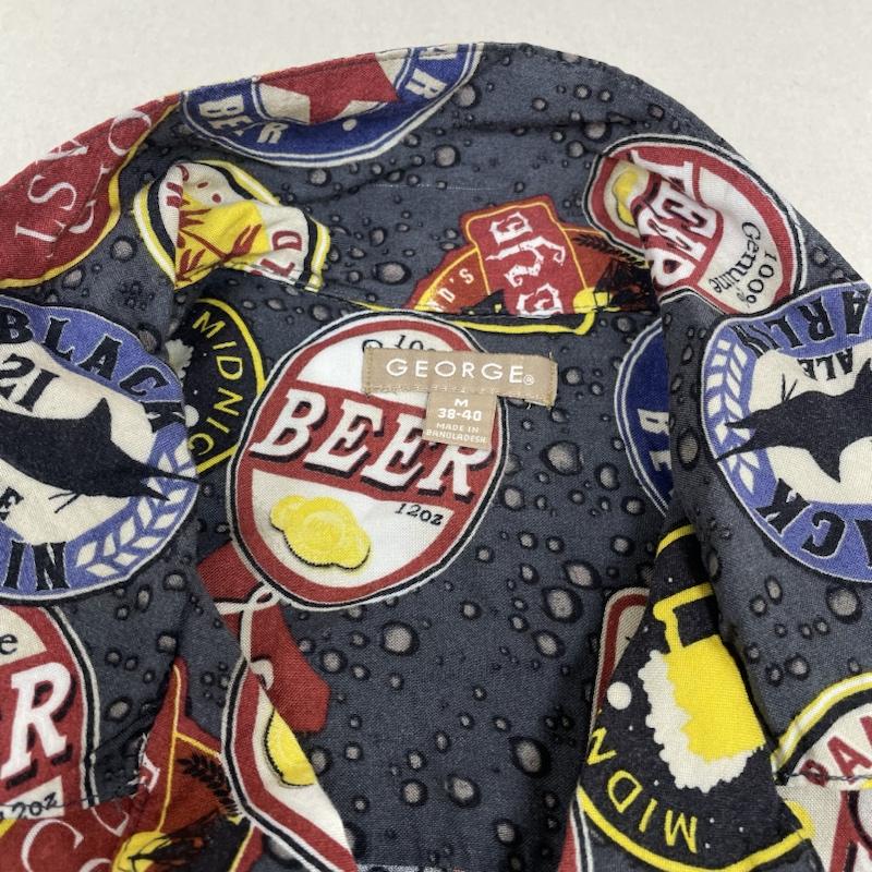 古着 USED シャツ、ブラウス 半袖 GEORGE 総柄 アロハ シャツ ビール柄 半袖 レーヨン ハワイアン オープンカラー 開襟 M 総柄 X プリント マルチカラー / マルチカラー / multicolor メンズ USED 古着 中古 50139508