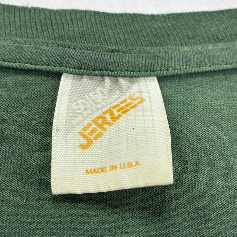 ジャージーズ JERZEES Tシャツ 半袖 90 s 00 s USA製 50/50 HEAVEY WEIGHT オールド YMCA EL PASO プリント Tシャツ 襤褸 グランジ - ロゴ、文字 X プリント 緑 / グリーン / green メンズ USED 古着 中古 50139603