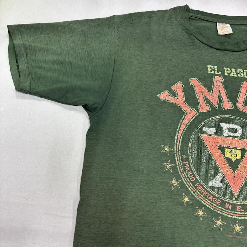 ジャージーズ JERZEES Tシャツ 半袖 90 s 00 s USA製 50/50 HEAVEY WEIGHT オールド YMCA EL PASO プリント Tシャツ 襤褸 グランジ - ロゴ、文字 X プリント 緑 / グリーン / green メンズ USED 古着 中古 50139603