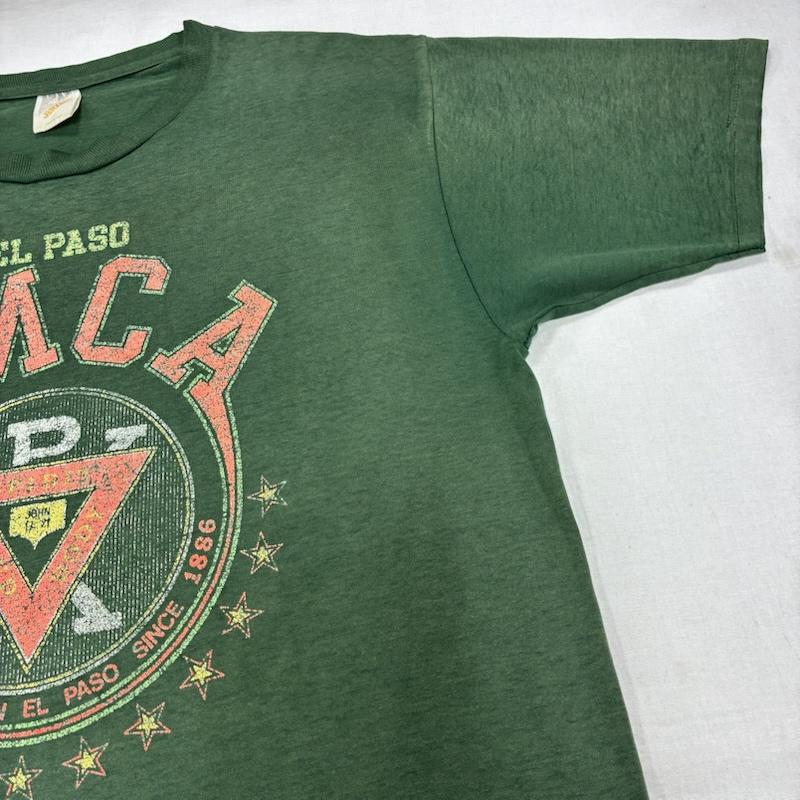ジャージーズ JERZEES Tシャツ 半袖 90 s 00 s USA製 50/50 HEAVEY WEIGHT オールド YMCA EL PASO プリント Tシャツ 襤褸 グランジ - ロゴ、文字 X プリント 緑 / グリーン / green メンズ USED 古着 中古 50139603