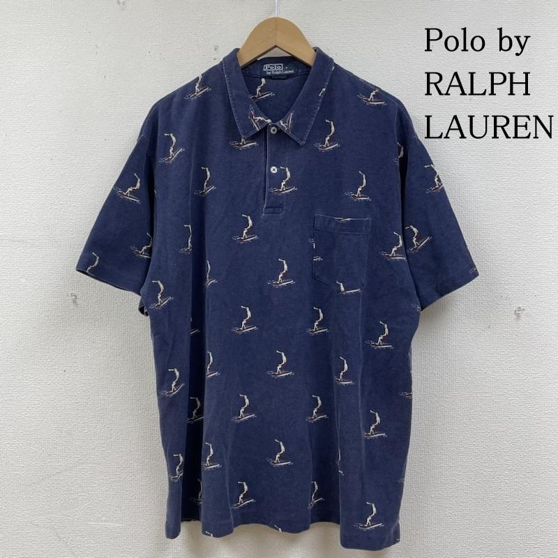 ポロバイラルフローレン Polo by RALPH LAUREN ポロシャツ 半袖 半袖 ポロシャツ ロゴ 刺繍 総柄 サーフ柄 ボタン ショートスリーブ ハワイ - 総柄 紺 / ネイビー / navy メンズ USED 古着 中古 50139622