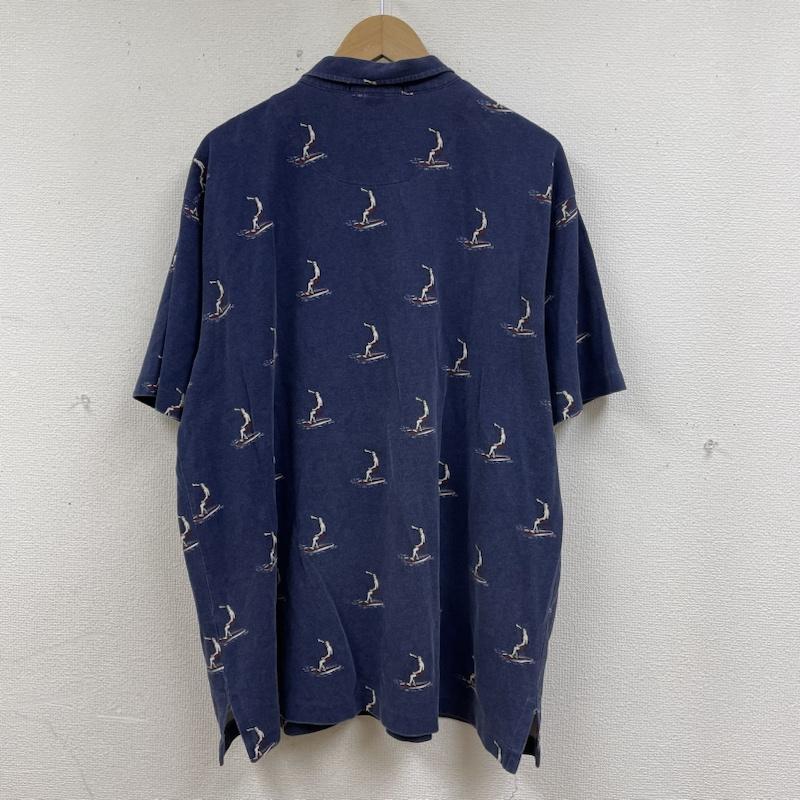 ポロバイラルフローレン Polo by RALPH LAUREN ポロシャツ 半袖 半袖 ポロシャツ ロゴ 刺繍 総柄 サーフ柄 ボタン ショートスリーブ ハワイ - 総柄 紺 / ネイビー / navy メンズ USED 古着 中古 50139622