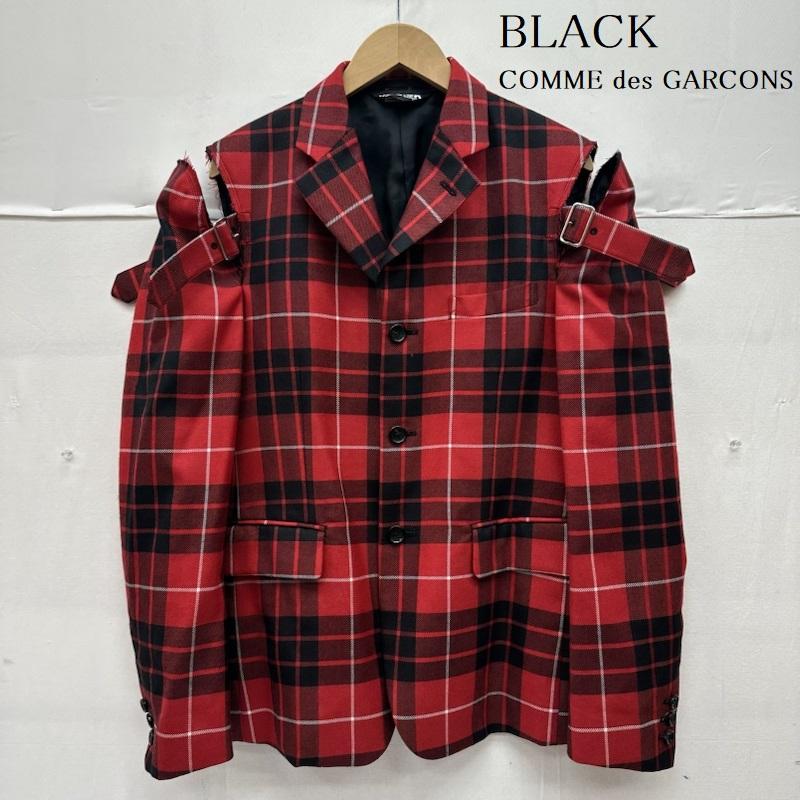 ブラックコムデギャルソン BLACK COMME des GARCONS ジャケット、上着 ジャケット、ブレザー 23AW タータン チェック カットアウト ジャケット 1L-J006 M 赤 / レッド / red メンズ USED 古着 中古 50139638