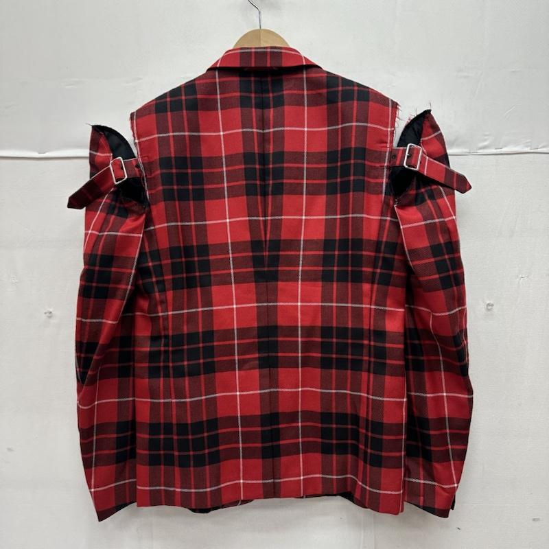 ブラックコムデギャルソン BLACK COMME des GARCONS ジャケット、上着 ジャケット、ブレザー 23AW タータン チェック カットアウト ジャケット 1L-J006 M 赤 / レッド / red メンズ USED 古着 中古 50139638