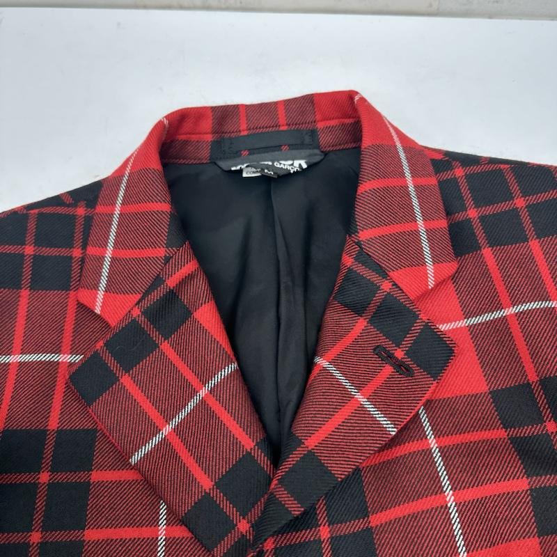 ブラックコムデギャルソン BLACK COMME des GARCONS ジャケット、上着 ジャケット、ブレザー 23AW タータン チェック カットアウト ジャケット 1L-J006 M 赤 / レッド / red メンズ USED 古着 中古 50139638