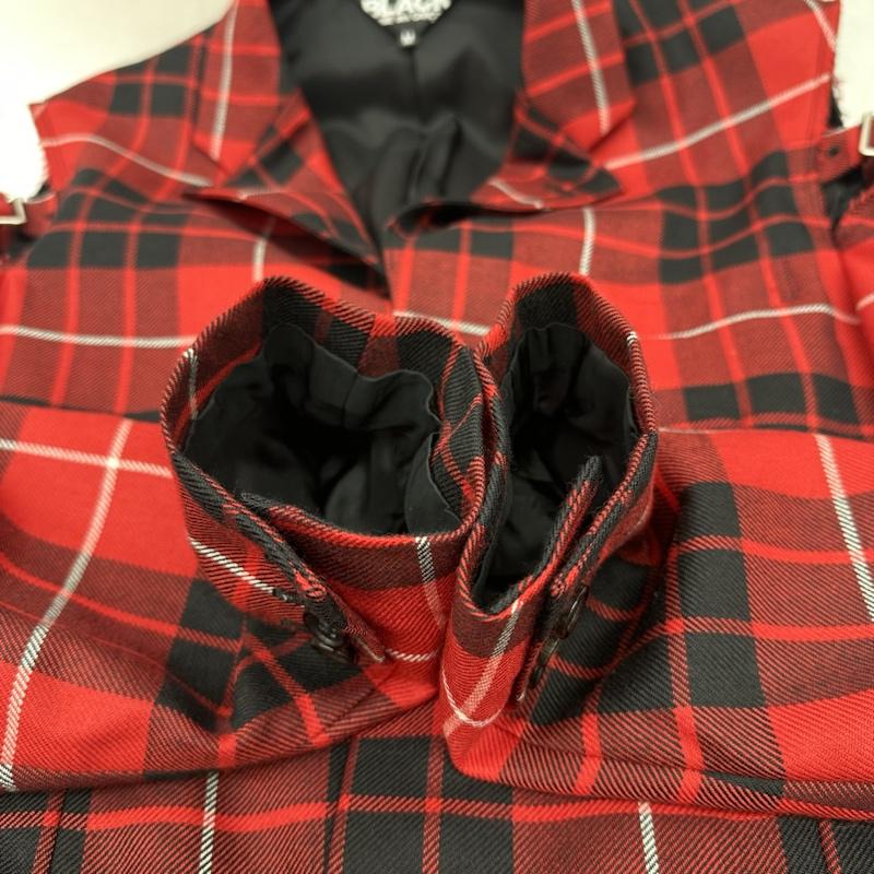 ブラックコムデギャルソン BLACK COMME des GARCONS ジャケット、上着 ジャケット、ブレザー 23AW タータン チェック カットアウト ジャケット 1L-J006 M 赤 / レッド / red メンズ USED 古着 中古 50139638