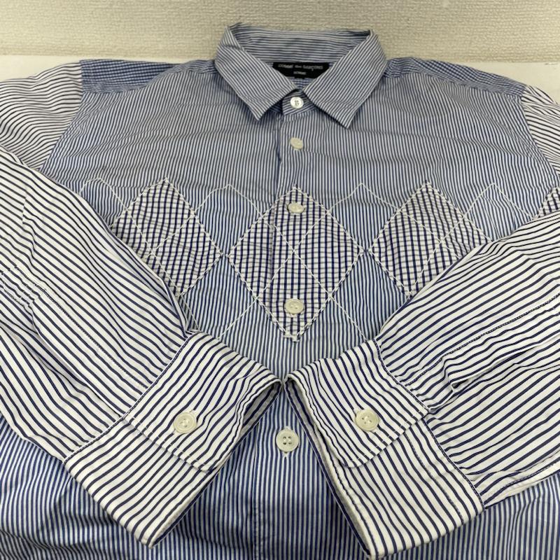 コムデギャルソンオム COMME des GARCONS HOMME シャツ、ブラウス 長袖 長袖 シャツ ブラウス ストライプ マルチパターン HB-B060 サイズSS - ストライプ X  白 / ホワイト / white X 青 / ブルー / blue メンズ USED 古着 中古 50139643