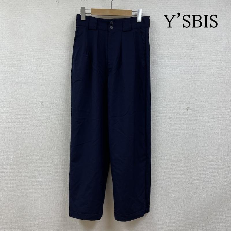 ワイズビス Y SBIS パンツ スラックス タック入り ウール スラックス フィット パンツ テーパード ジップフライ 無地 無地 紺 / ネイビー / navy レディース USED 古着 中古 50139659