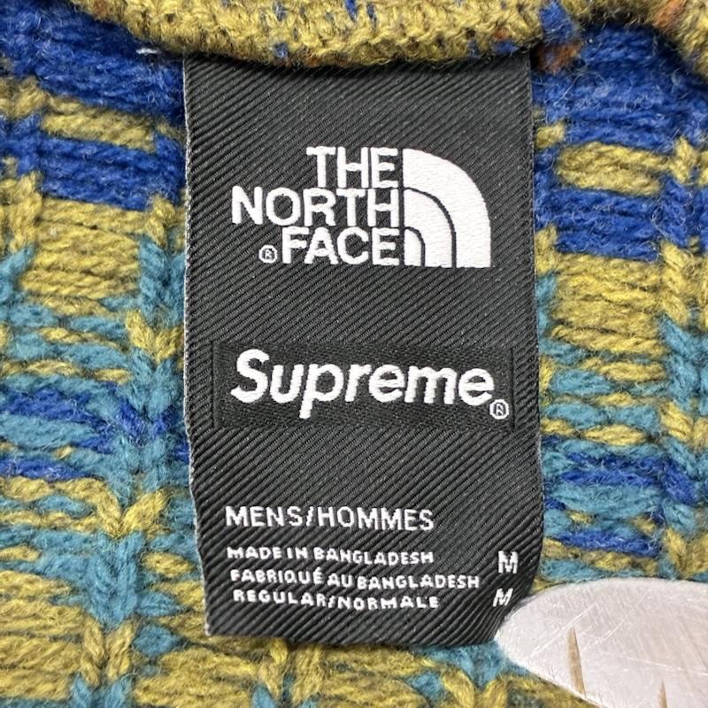シュプリーム×ノースフェイス Supreme×THE NORTH FACE ニット、セーター 長袖 SUPREME×THE NORTH FACE 22AW ZIP UP HOODED SWEATER 総柄ニットパーカー M L ロゴ、文字 X 総柄 緑 / グリーン / green メンズ USED 古着 中古 50139668