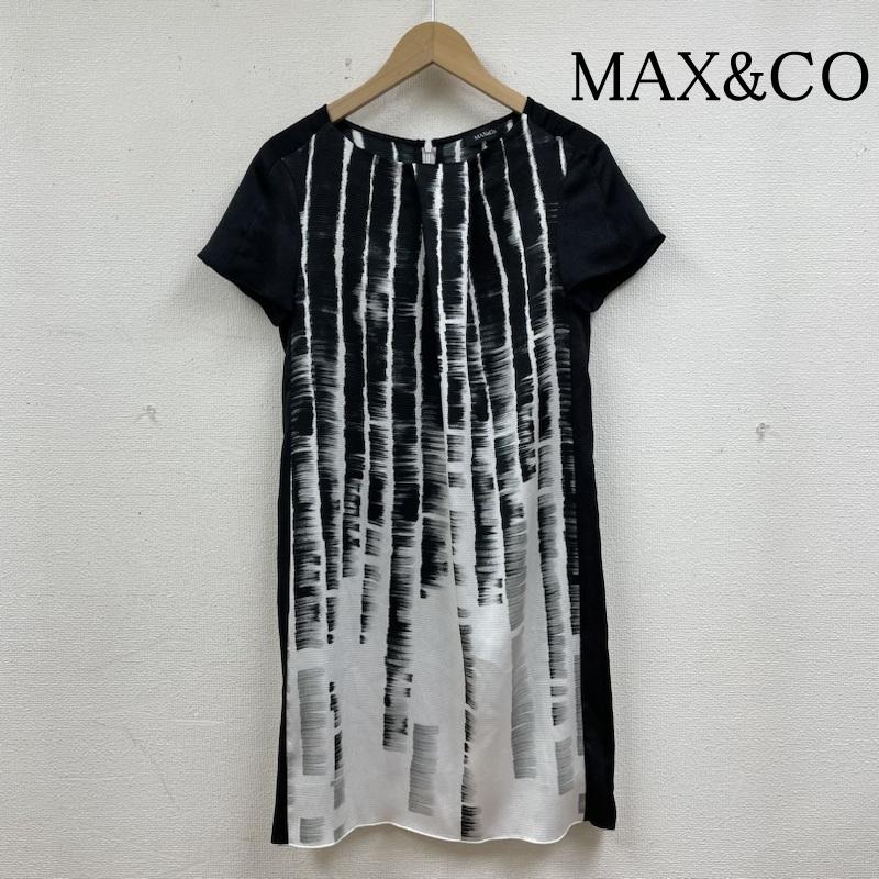 マックスアンドコー MAX&CO ワンピース ひざ丈スカート 半袖 ワンピース タイト バイカラー ペイント とろみ ワンピース モノトーン ひざ丈 ミニワンピ 40  白 / ホワイト / white X 黒 / ブラック / black レディース USED 古着 中古 50139756