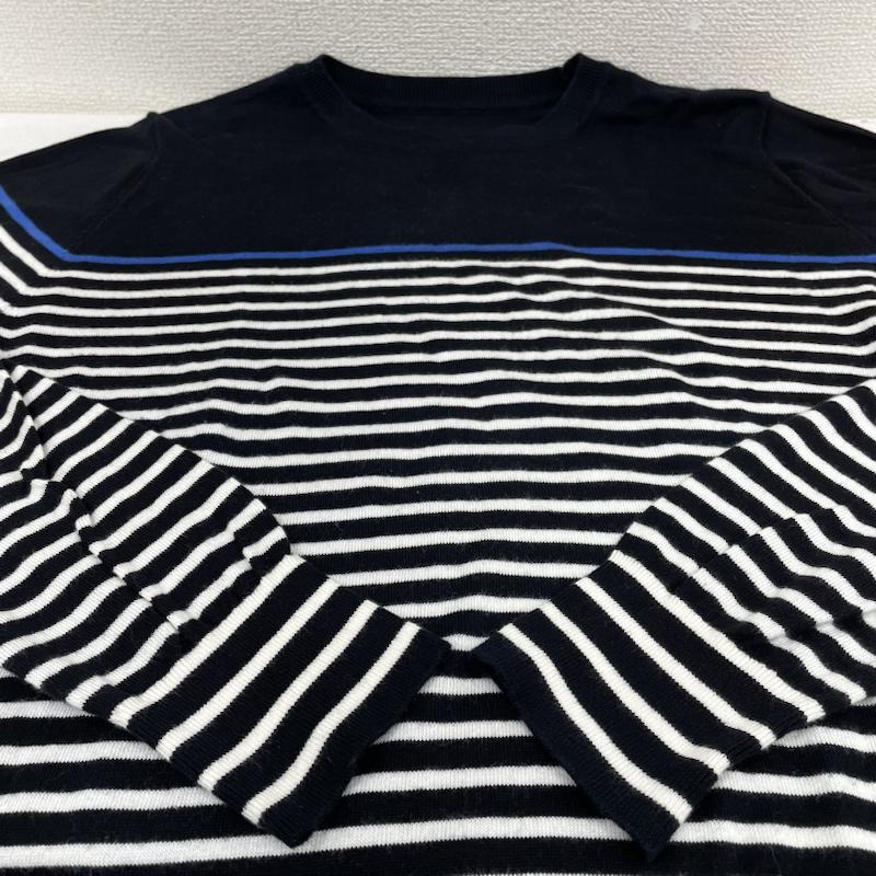 ユニフォームエクスペリメント uniform experiment ニット、セーター 長袖 長袖 ニット セーター ロングスリーブ ボーダー カットソー クルーネック 薄手 ue-110064 1 ボーダー柄 白 / ホワイト / white X 黒 / ブラック / black X 青 / ブルー / blue メンズ USED 古着 中古 50139758
