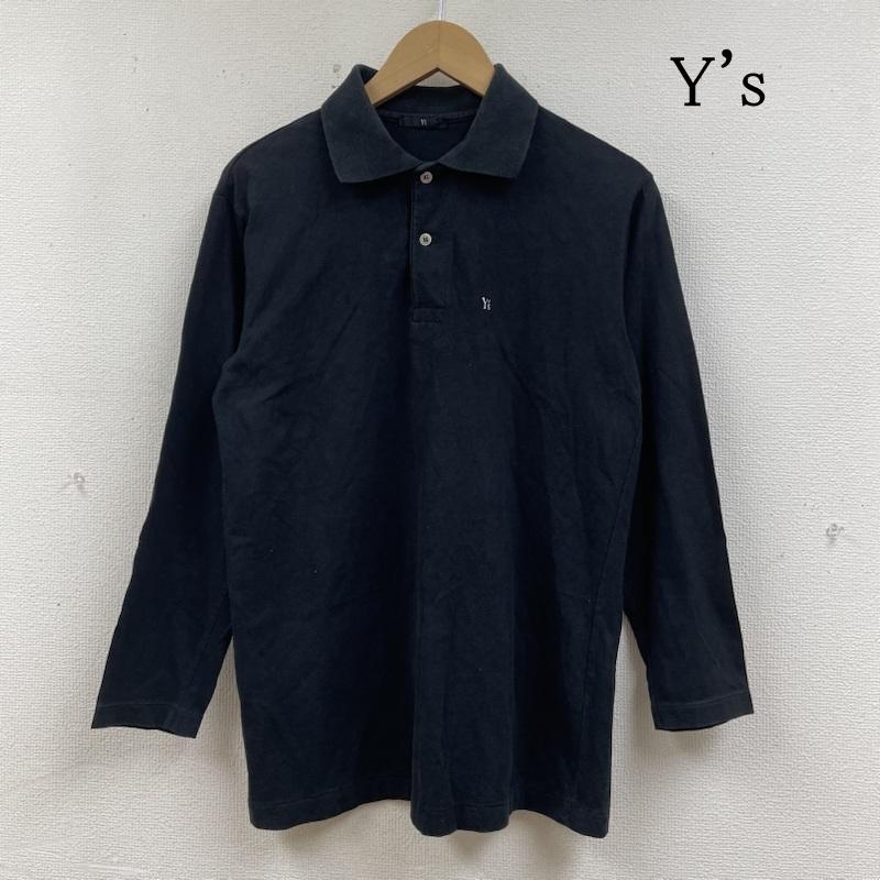 ワイズ Y s ポロシャツ 長袖 長袖 ポロシャツ ハーフボタン シャツ カットソー ロゴ プリント ワンポイント ヨウジヤマモト ロゴ、文字 X プリント X ワンポイント 黒 / ブラック / black メンズ USED 古着 中古 50139775