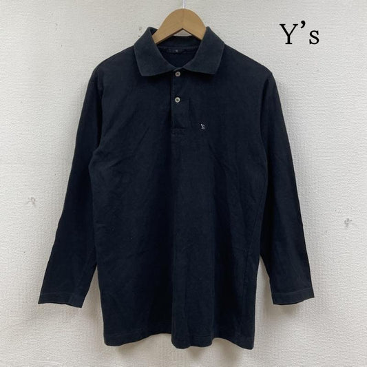 ワイズ Y s ポロシャツ 長袖 長袖 ポロシャツ ハーフボタン シャツ カットソー ロゴ プリント ワンポイント ヨウジヤマモト ロゴ、文字 X プリント X ワンポイント 黒 / ブラック / black メンズ USED 古着 中古 50139775