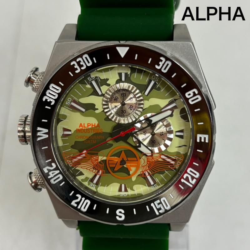 アルファ インダストリー Alpha Industries 腕時計 アナログ（クォーツ式） 腕時計 AL-502M-02 ミリタリーウオッチ ラバー 迷彩 - 緑 / グリーン / green メンズ USED 古着 中古 50139798