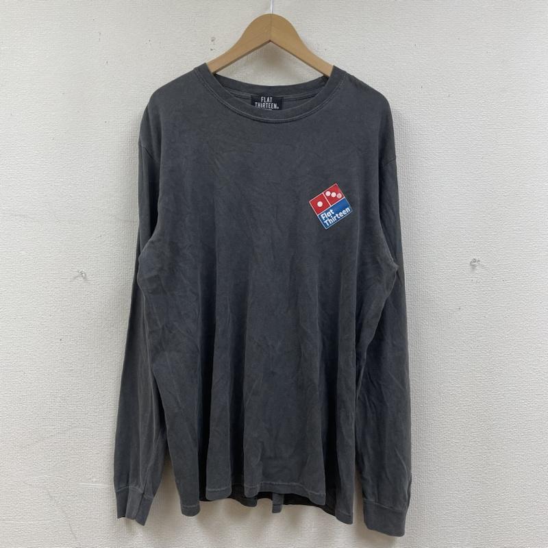 古着 USED Tシャツ 長袖 FLAT THIRTEEN SMOKE PIZZA GUITAR ロンT 長袖 Tシャツ クルーネック ロゴ プリント L ロゴ、文字 X プリント ダークグレー / ダークグレー / メンズ USED 古着 中古 50139806