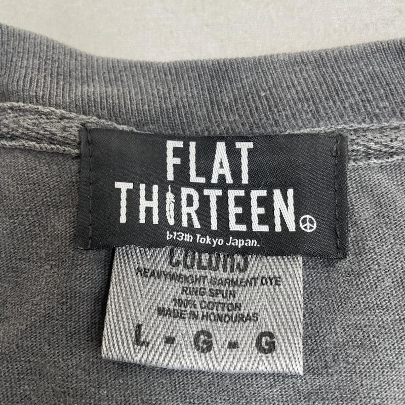古着 USED Tシャツ 長袖 FLAT THIRTEEN SMOKE PIZZA GUITAR ロンT 長袖 Tシャツ クルーネック ロゴ プリント L ロゴ、文字 X プリント ダークグレー / ダークグレー / メンズ USED 古着 中古 50139806