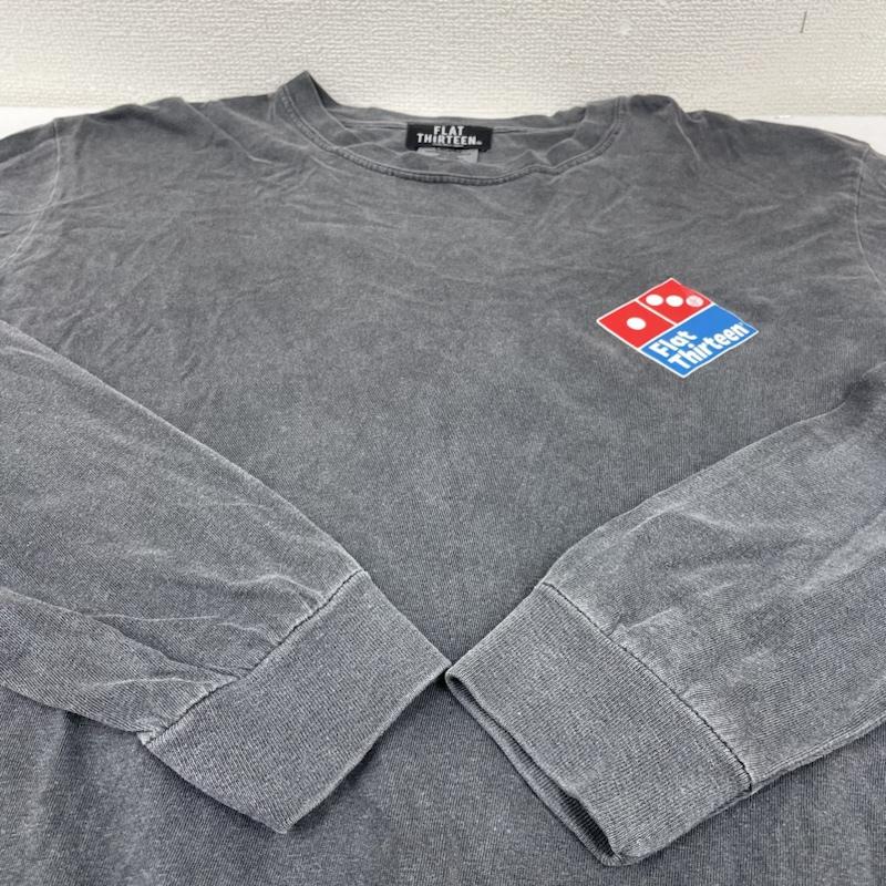 古着 USED Tシャツ 長袖 FLAT THIRTEEN SMOKE PIZZA GUITAR ロンT 長袖 Tシャツ クルーネック ロゴ プリント L ロゴ、文字 X プリント ダークグレー / ダークグレー / メンズ USED 古着 中古 50139806